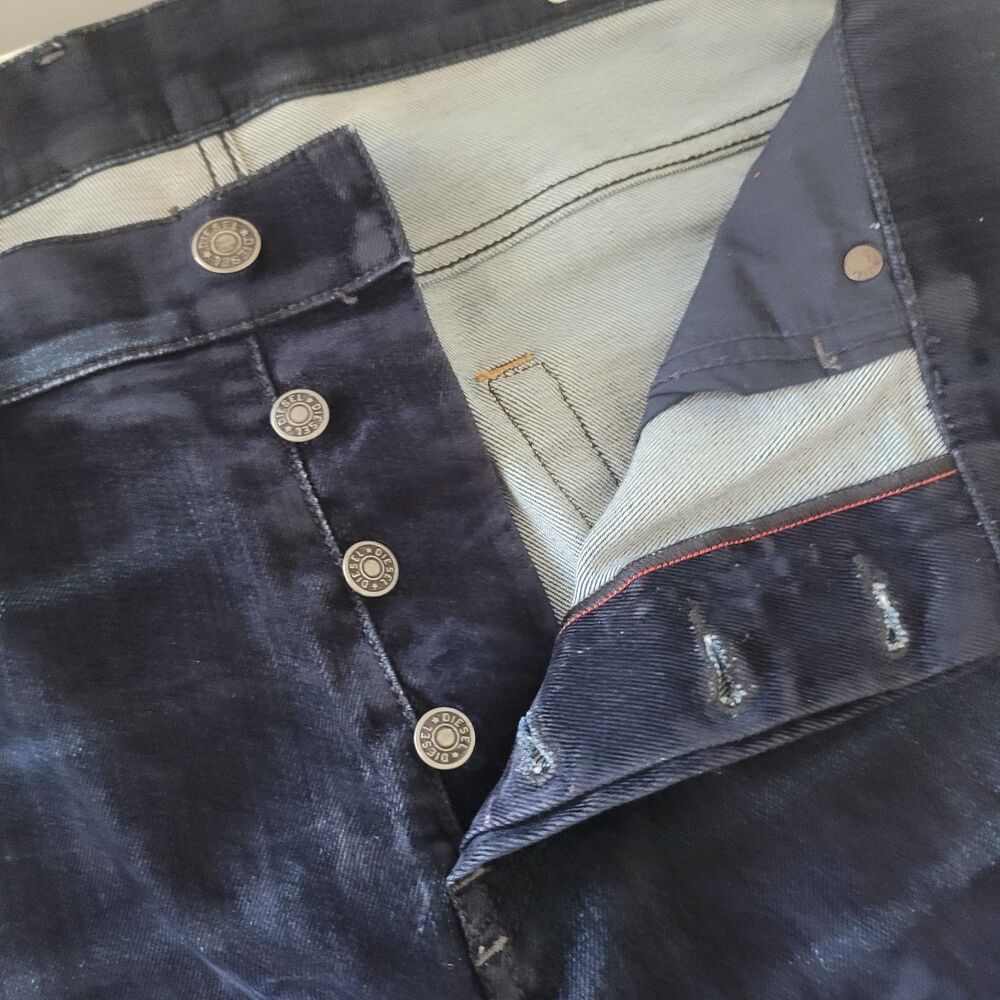 Diesel D-VIDER Carrot Jeans Mens W31 L32 Dark Wash Denim Button Fly Italy - Picture 5 of 14